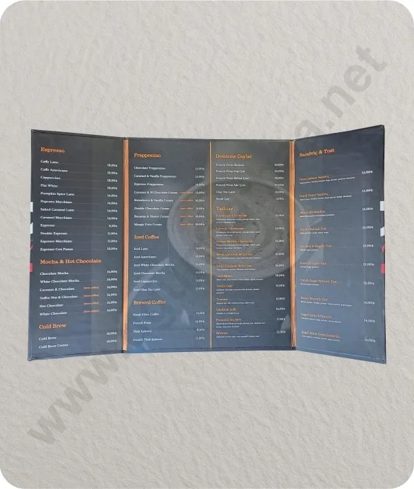 Kafe Menü Baskısı - Uğur Matbaa baskı örneği