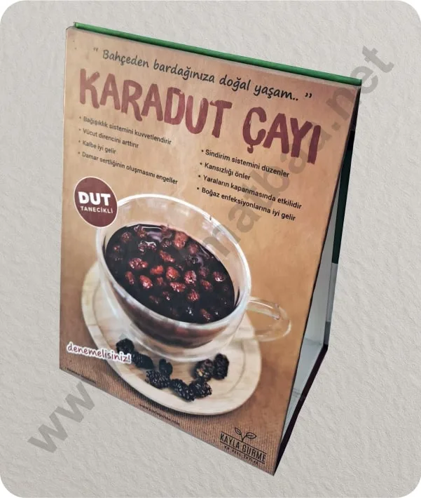 Üçgen Masa Standı - Uğur Matbaa baskı örneği