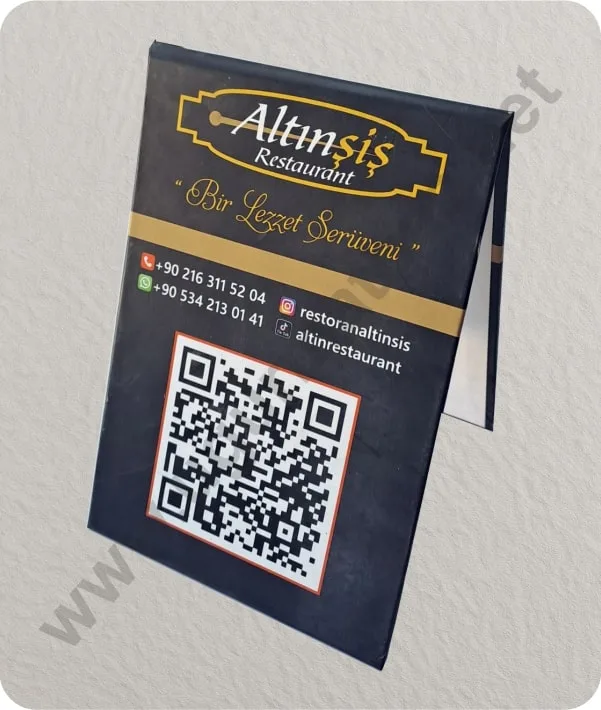 QR Kodlu Masa Menüsü - Uğur Matbaa baskı örneği