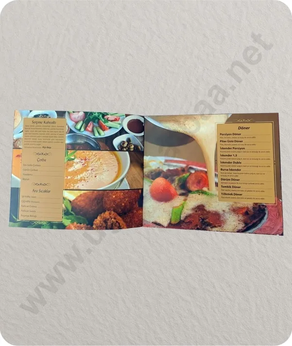Yemek Menüsü Tasarımı - Uğur Matbaa baskı örneği