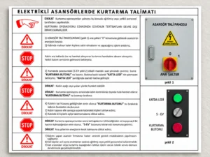 asansor kurtarma talimati guvenlik etiketi