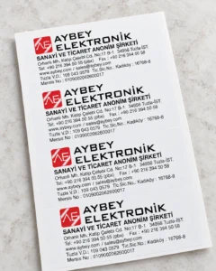 aybey elektronik firma etiketi baskisi
