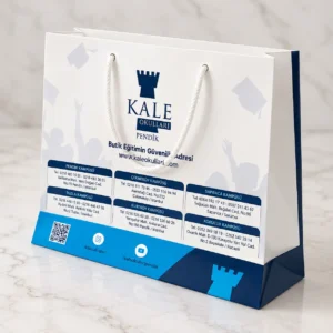 kale okullari logo baskili ipli karton canta