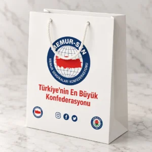 memur sen baskili beyaz karton canta